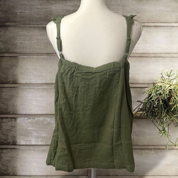 Torrid Olive Green Floral Double Gauze Ruffle Button Front Tank Top Sz 2X - Picture 8 of 10